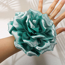 Metallic Fabric Flower Pin Brooch / Hair Clip / Hair Band / Bracelet