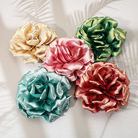 Metallic Fabric Flower Pin Brooch / Hair Clip / Hair Band / Bracelet