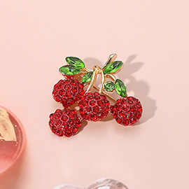 Stone Paved Cherry Pin Brooch