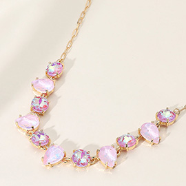 Cushion Teardrop Round Oval Stone Link Evening Necklace