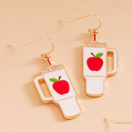 Enamel Teacher Apple Tumbler Dangle Earrings