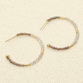 Faceted Beaded Hoop Earrings