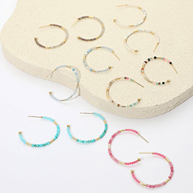 Faceted Beaded Hoop Earrings