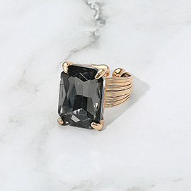 Emerald Cut Stone Adjustable Ring