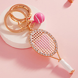 Rainbow Tennis Locket Ball Keychain / Bag Charm