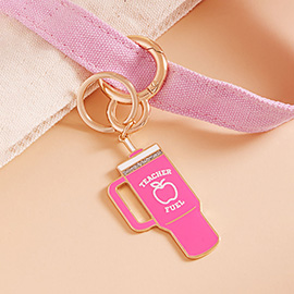 Enamel Teacher Fuel Tumbler Back Engraved Keychain / Bag Charm