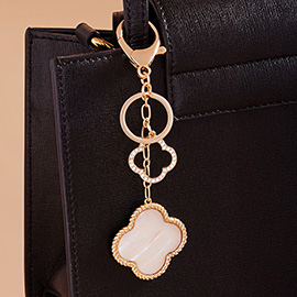Mother of Pearl Quatrefoil Keychain / Bag Charm