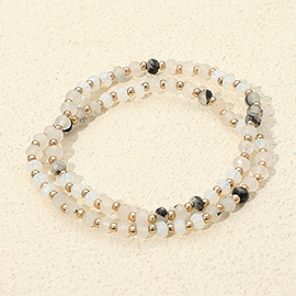 2PCS - Faceted Beaded Stretch Multi Layered Bracelets