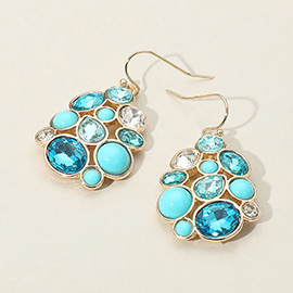 Mixed Stone Cluster Dangle Earrings