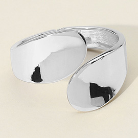 Bold Abstract Metal Wrap Hinged Bangle Bracelet