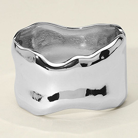 Hammered Metal Wide Hinged Bangle Bracelet