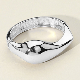 Sculpted Wave Metal Hinged Bangle Bracelet