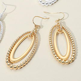 Textured Metal Oval Dangle Earrings