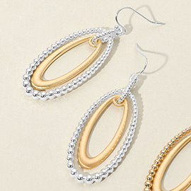 Textured Metal Oval Dangle Earrings
