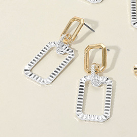 Textured Metal Rectangle Door Knocker Earrings