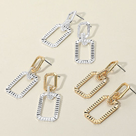 Textured Metal Rectangle Door Knocker Earrings