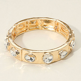 Teardrop Oval Round Stone Embellished Stretch Bracelet