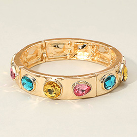Teardrop Oval Round Stone Embellished Stretch Bracelet
