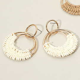 Raffia Wrapped Ring Dangle Earrings