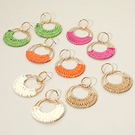 Raffia Wrapped Ring Dangle Earrings