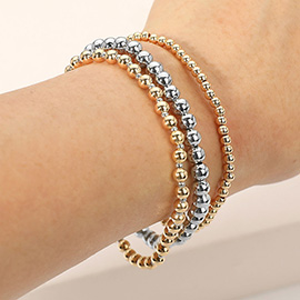 SECRET BOX_3PCS Metallic Metal Bubble Beaded Stretch Multi Layered Bracelets