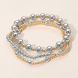 SECRET BOX_3PCS Mixed Metal Bubble Beaded Stretch Multi Layered Bracelets