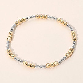 SECRET BOX_Two Tone Metal Bubble Beaded Stretch Bracelet