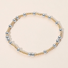 SECRET BOX_Two Tone Metal Bubble Beaded Stretch Bracelet