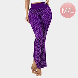 High Waisted Bling Studded Diamond Pattern Flare Leggings