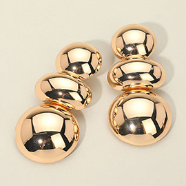 Oversized Metal Dome Pebble Link Drop Earrings