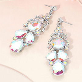 Teardrop Stone Custer Chandelier Drop Dangle Earrings