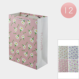 12PCS - Floral Pattern Printed Gift Bags
