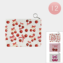 12PCS - Cherry Printed Pouch Bags