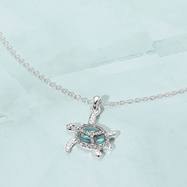 Abalone Sea Turtle Pendant Necklace