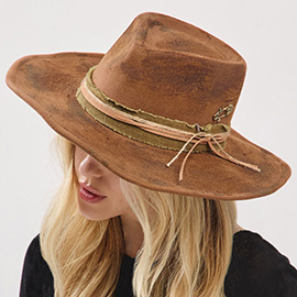 Vintage Distressed Twine Band Rustic Cowgirl Western Fedora Hat