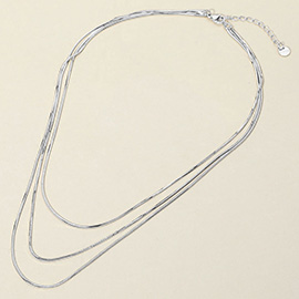 SECRET BOX_Stainless Steel Herringbone Chain Triple Layered Necklace