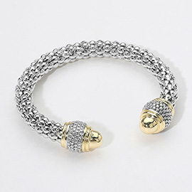 Two Tone Textured Dome Tip Cuff Bracelet