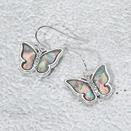 Abalone Butterfly Dangle Earrings