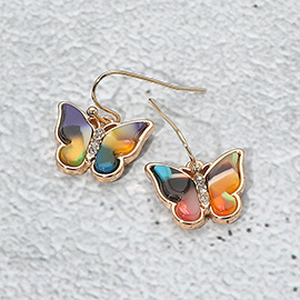 Ombre Stone Butterfly Dangle Earrings