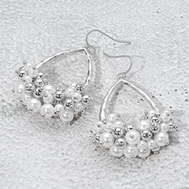 Pearl Beaded Cluster Teardrop Dangle Earrings