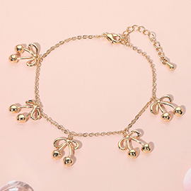 Cute Playful Bow Cherry Charm Bracelet