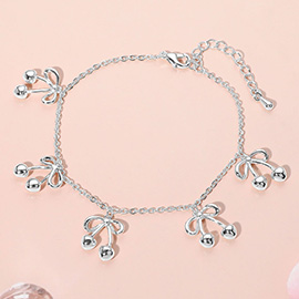 Cute Playful Bow Cherry Charm Bracelet