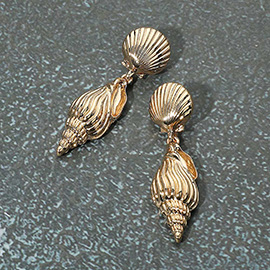 Metal Conch Shell Dangle Earrings