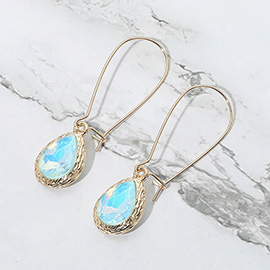 Iridescent Teardrop Stone Dangle Earrings