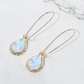 Iridescent Teardrop Stone Dangle Earrings