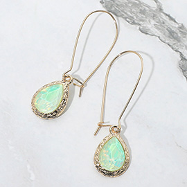Iridescent Teardrop Stone Dangle Earrings