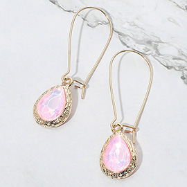 Iridescent Teardrop Stone Dangle Earrings