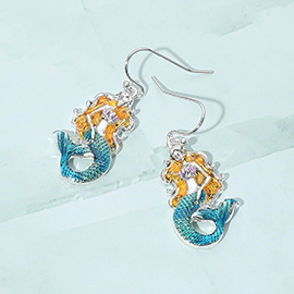 Enamel Mermaid Dangle Earrings
