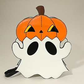 Faux Leather Halloween Pumpkin Ghost Crossbody Bag