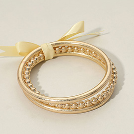 3PCS - Brushed Metal Multi Layered Bangle Bracelets